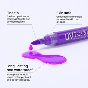 Dettaglio del pennarello UV per viso e corpo con punta fine e inchiostro neon viola