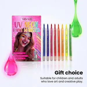 Set di 8 pennarelli TORVIKX UV neon per pittura viso e corpo, trucco creativo ad effetto luminoso