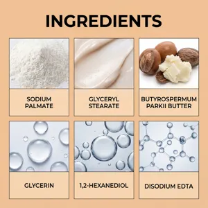 Lista completa de ingredientes detallados para la fórmula del jabón limpia brochas de maquillaje
