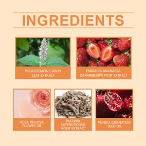 Visualización gráfica de ingredientes de extractos de plantas naturales para perfume.