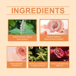 Infografia detallada de ingredientes con extractos botanicos naturales y aceites esenciales.