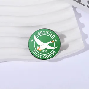 Funny Certified Silly Goose enamel pin brooch badge with creative Starbucks parody design