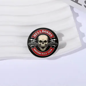 Cool skull motorcycle club metal enamel pin badge for clothing and backpack accessories