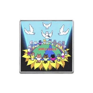 World Peace Zinc Alloy Brooch Badge Cartoon Cat Dove Earth Enamel Lapel Pin Fashion Geometric Animal Brooch Jewelry Gift For Clothes Bags