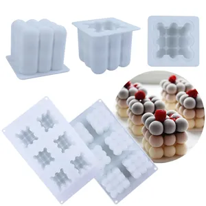 Silicone 3D cube bubble mold for baking, mousse, and candle making. Detailed view of the mold.