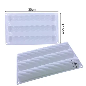 Detailed dimensions of 3-cavity spiral twist silicone mousse cake mold