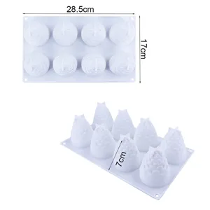 Accurate dimension details of 8-cavity pinecone 3D silicone mousse cake and candle mold