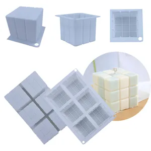 Silicone 3D cube mold for candle making, soap, and French baking mousse desserts easily.