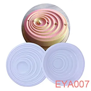 Silicone round ripple cake mold detail view, flexible baking mold for mousse and pastry making.