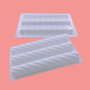 Platinum Silicone Multi-Cavity Twist Spiral Mousse Cake Mold DIY Handmade Dessert Baking Pan Minimalist Kitchen Cake Molds Tool