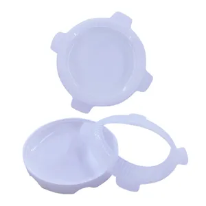 Detailed view of the three-piece white silicone mousse cake mold components