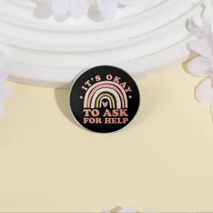 Spilla per salute mentale con motivo arcobaleno e design con slogan curativo