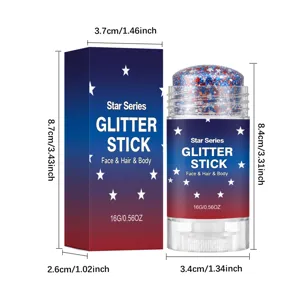 Detailed size measurements for the Star Series glitter stick for face hair and body makeup