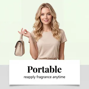 Gedetailleerde lifestyle-afbeelding van een draagbare geparfumeerde lichaamsspray