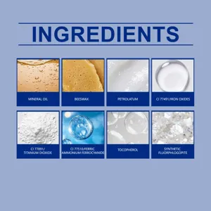 Detailed list of ingredients for the glitter makeup stick featuring mineral oil and beeswax.