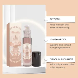 Détails de l'huile de parfum Roxelis roll-on portable avec un design liquide de 10 ml.