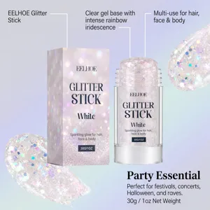 Glitter stick gel με ιριδίζουσα λάμψη για μαλλιά, πρόσωπο και σώμα, ιδανικό για πάρτι