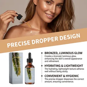 Huile corporelle scintillante dorée VIARELINE avec pipette précise pour un éclat bronzé.