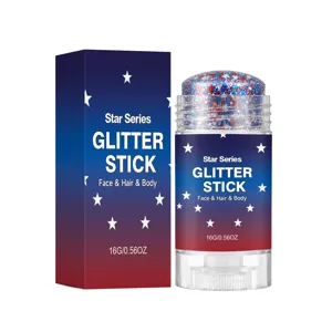 Face hair and body glitter stick with stars series design and hydrating smooth texture