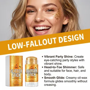 Gouden glitter make-up stick voor gezicht en lichaam met levendige glans en gladde glijding
