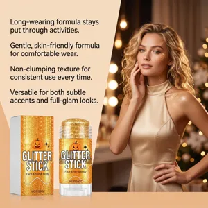 Gouden glitter make-up stick voor gezicht en lichaam, ideaal voor een feestelijke look.