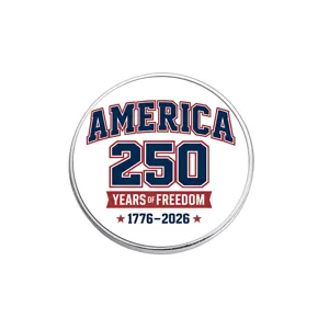 Round commemorative America 250 years of freedom anniversary metal badge lapel pin