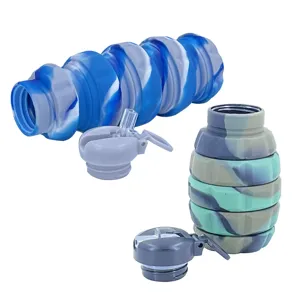 Collapsible silicone water bottle 500ml camouflage grenade design for outdoor sports