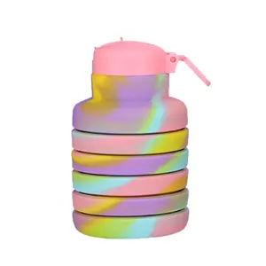 Πτυσσόμενο μπουκάλι νερού σιλικόνης 500ml με πολύχρωμο μοτίβο για υπαίθρια σπορ