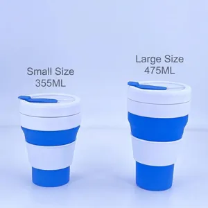 Tazze da caffè pieghevoli in silicone da 355 ml e 475 ml.
