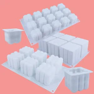 Silicone Cube Mold 3D Geometric Mousse Cake Mold DIY Aromatherapy Candle Making Mold Baking Tool Pastry Mold