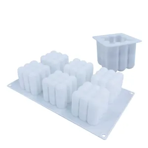 3d silicone cube bubble candle mold handmade soap mousse baking tray 6 cavity white