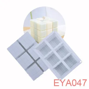 Detailed view of the white silicone cube mold, perfect for DIY baking, candle making, and crafts.