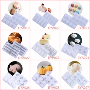 White silicone cake molds set for French mousse dessert and DIY baking pastry making tools.