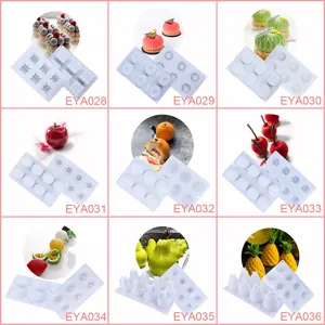 Silicone 3D fruit cake molds white French mousse baking pans DIY pastry tools set