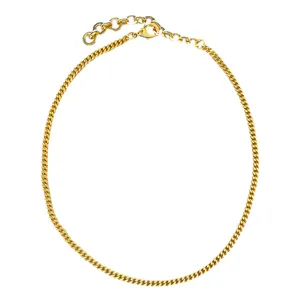 Elegante vergoldete Panzerkette im kubanischen Stil mit poliertem Finish und Karabiner