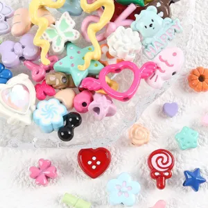 Cute cartoon mixed DIY charms beads for jewelry making, phone chain, necklace accessories.