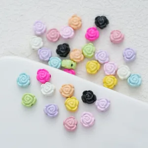 Detail view of 6mm alloy colorful rose flower beads for DIY handmade jewelry crafting.