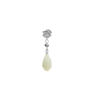 Elegant Hetian jade fan-shaped drop earrings in traditional Chinese style for women.