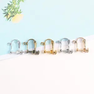 Detailed view of adjustable screw clip-on earring converters for DIY jewelry making.