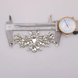 White Rhinestone Crystal Glass Applique Hot Fix Adhesive Flower Patch DIY Garment Shoe Clothing Accessories