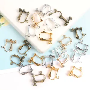 Screw-on earring converters for non-pierced ears, gold and silver plated DIY jewelry findings detail.