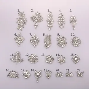 Clear rhinestone applique details showing 22 styles of sparkling crystal DIY shoe clothing patches.