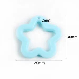 Lichtblauwe acryl holle ster hanger DIY sieraden accessoire bedel 30mm grootte voor ambachten.