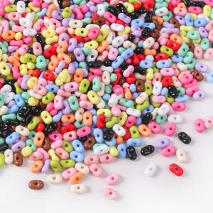 Colorful solid candy color peanut shaped two-hole beads for DIY jewelry making crafts