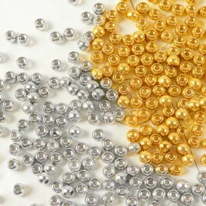 Perline Pony in Acrilico Metallizzato Perle a Tamburo per Gioielli Fai da Te Accessori Oro Argento Placcato Perle di Plastica