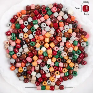 Multi-color 6mm barrel glass beads loose spacer beads for DIY bracelets and jewelry making.