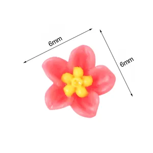 Cabochon en résine fleur rose 6mm pour nail art, décoration de coque de téléphone et pinces.