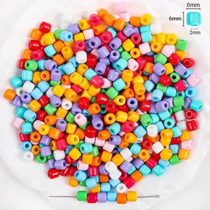 Colorful 6mm barrel beads bulk for DIY jewelry making, charm bracelets, and beading crafts.