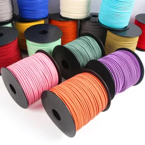 2mm colorful faux suede leather cord spools DIY braided rope for gift wrapping and jewelry making.