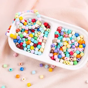 Colorful 6mm barrel beads for DIY bracelet jewelry making, assorted spacer beads detail view.